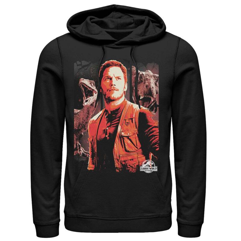 アニメキャラクター メンズ アウター パーカー・スウェット Licensed Character Men Jurassic World Twowen andinosaurs Red Hue Panel Portrait Hoodie Black ブラック