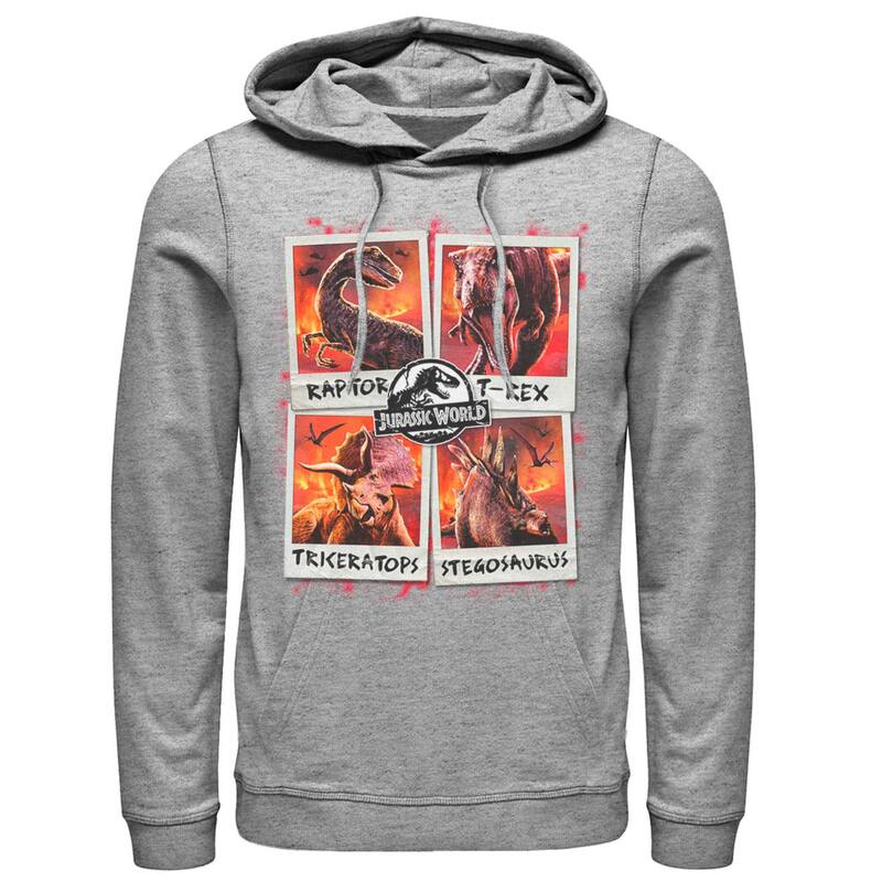 アニメキャラクター メンズ アウター パーカー・スウェット Licensed Character Men's Jurassic World Two Dino Vacation Polaroids Hoodie Athletic Heather ヘザー|ReVida 店