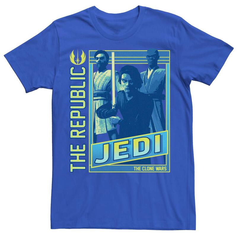 はやりっ児 ウォーズ メンズ トップス ティーシャツ Men\u0027star Wars: The Clone Wars The Republic Jedi Poster Tee Royal Tシャツ・カットソー-トップス-メンズファッション