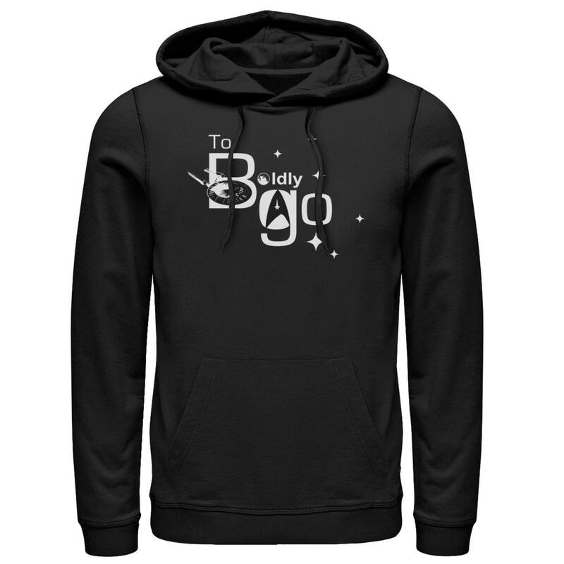 アニメキャラクター メンズ アウター パーカー・スウェット Licensed Character Mentar Trek The Original Series To Boldly Go Text Poster Hoodie Black ブラック