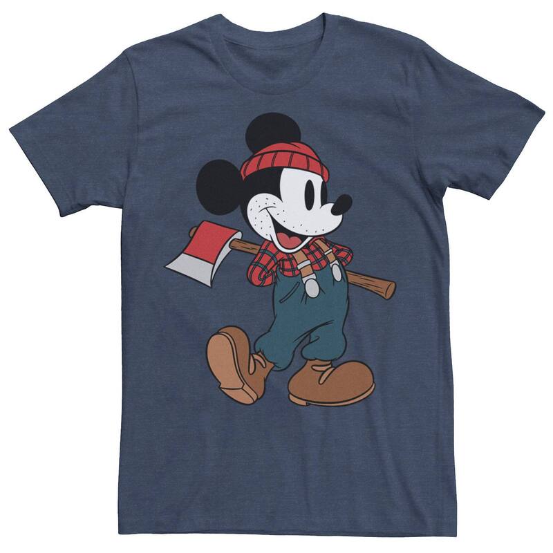 ウォルトディズニー メンズ トップス ティーシャツ Disney\u0027s Mickey Mouse Men\u0027s Lumberjack Outfitee Navy Heather ギョリュウモドキ メンズファッション-Tシャツ・カットソー-トップス