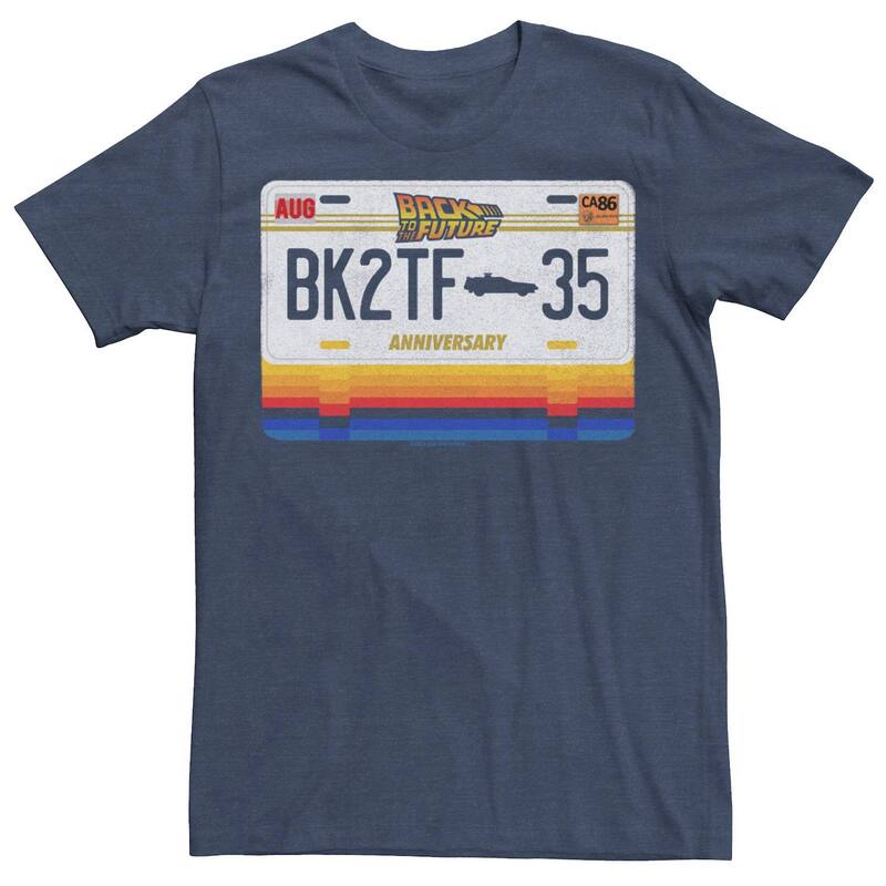 アニメ人となり メンズ トップス ティーシャツ Licensed Character Men\u0027s Back To The Futuretro License Platee Navy Heather ギョリュウモドキ トップス-メンズファッション-Tシャツ・カットソー