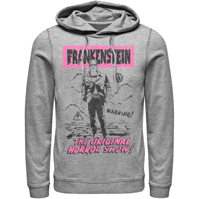 アニメキャラクター メンズ アウター パーカー・スウェット Licensed Character Men's Universal Monsters Old Franky Poster Hoodie Athletic Heather ヘザー|ReVida 店