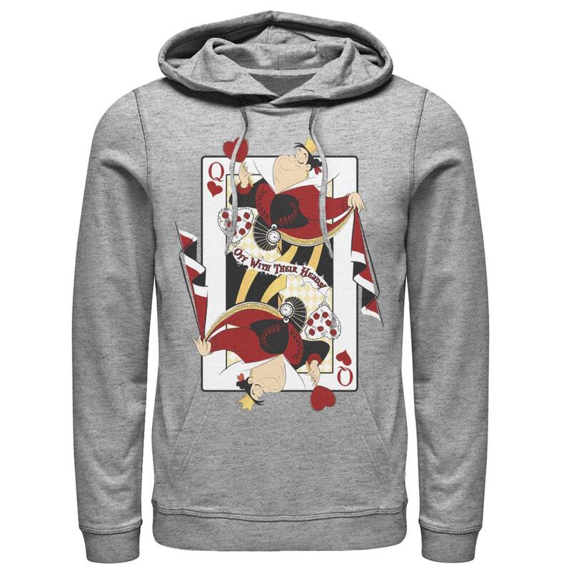ディズニー メンズ アウター パーカー・スウェット Disney Alice In Wonderland Queen Of Hearts Playing Card Men Hoodie Athletic Heather ヘザー