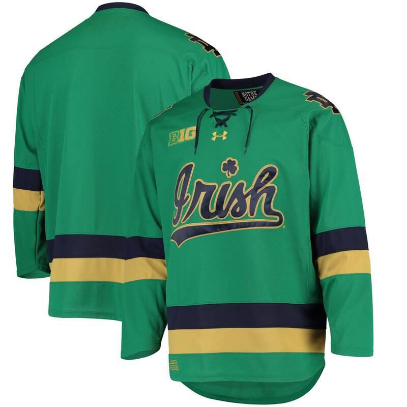 アンダーアーマー メンズ トップス Tシャツ ジャージー Men Under Armour Greenotre Dame Fighting Irish Replica Hockey Jersey Ntd Green グリーン