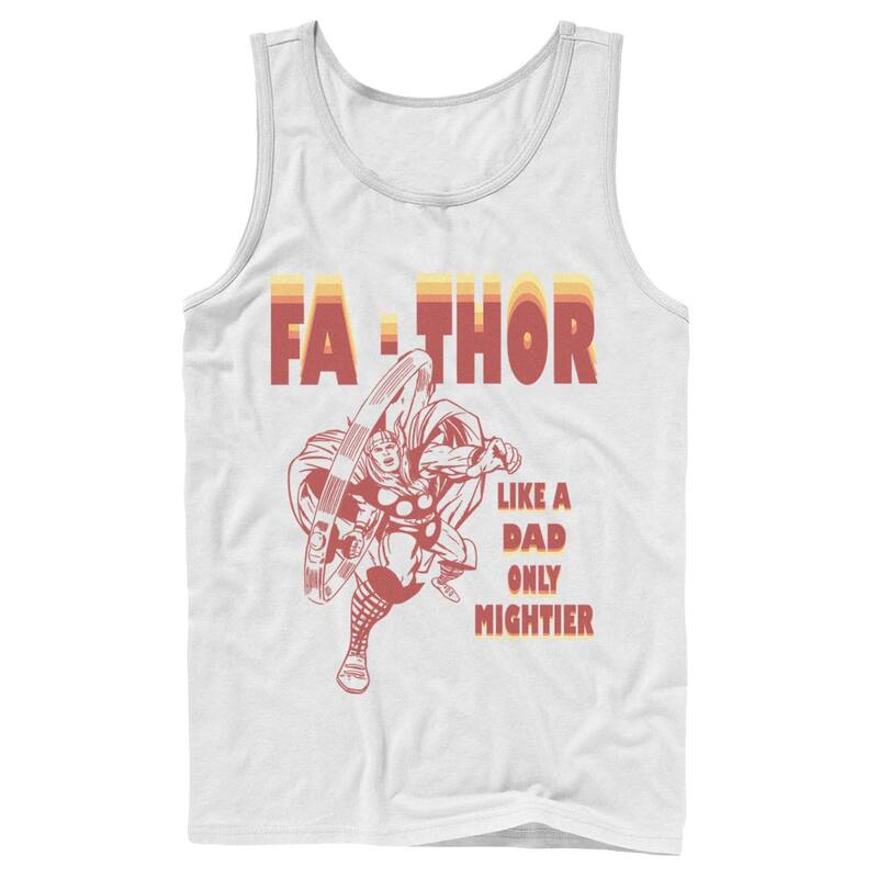 マーベル メンズ トップス ティーシャツ Men\u0027s Marvel Fa-Thor Like A Dad Only Mightieretro Father\u0027s Day Tank Top White 白いこと Tシャツ・カットソー-トップス-メンズファッション