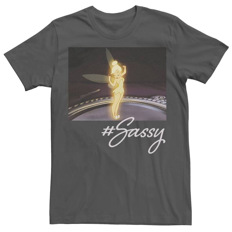 ウォルトディズニー メンズ トップス ティーシャツ Disney\u0027s Peter Pan Tinkerbell Sassy Portrait Men\u0027s Tee Charcoal 暗灰色 メンズファッション-トップス-Tシャツ・カットソー