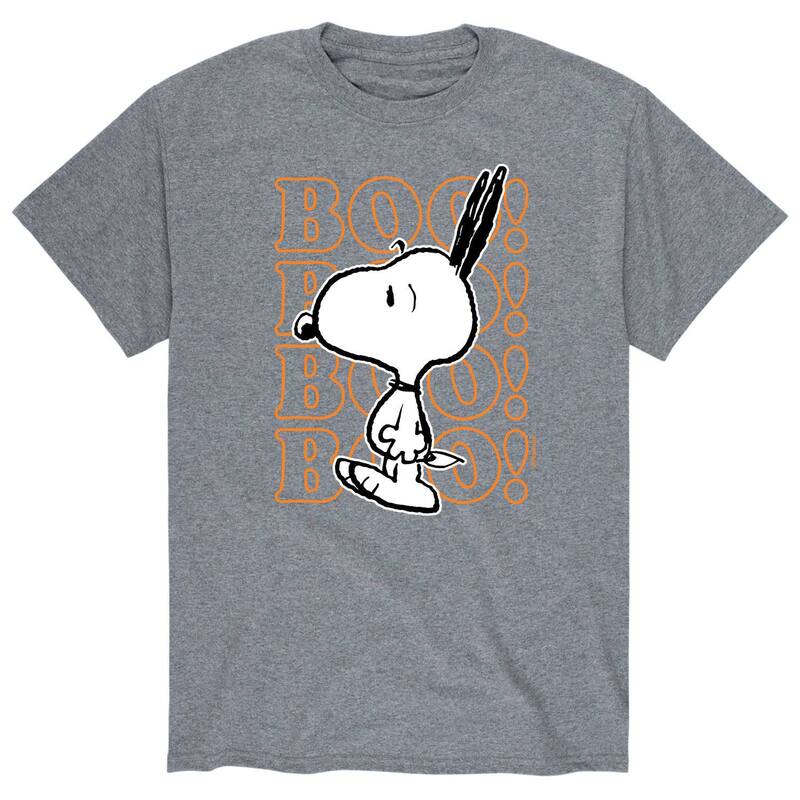 アニメキャラクター メンズ トップス Tシャツ Licensed Character Men's Peanuts Boo Snoopy Scared Tee Gray グレー
