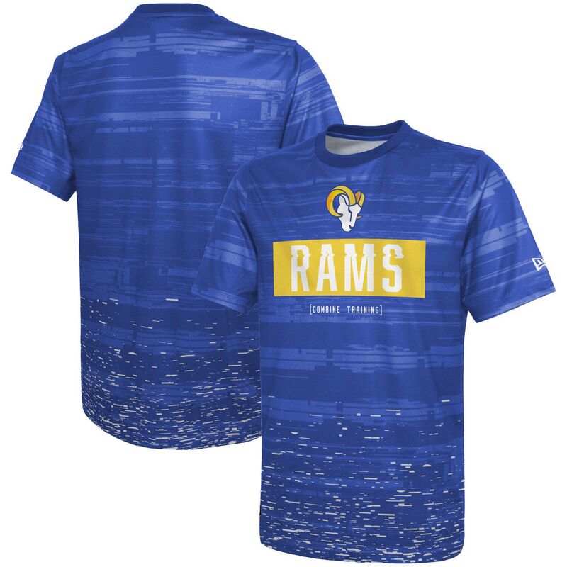 ニューエラ メンズ トップス Tシャツ Men's New Era Royalos Angeles Rams Combine Authentic Sweep T-Shirt Lar Blue ブルー