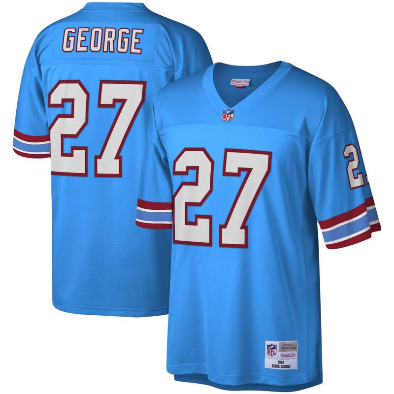 ミッチェル&ネス メンズ トップス Tシャツ ジャージー Men's Mitchell & Ness Eddie George Light Blue Houston Oilers Legacy Replica Jersey Nflight ブルー｜ReVida 店