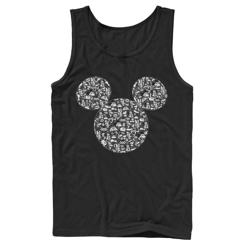 ウォルトディズニー メンズ トップス ティーシャツ Disney\u0027s Mickey and Friends Men\u0027s Mickey Icons Fill Tank Top Black 黒いこと Tシャツ・カットソー-メンズファッション-トップス