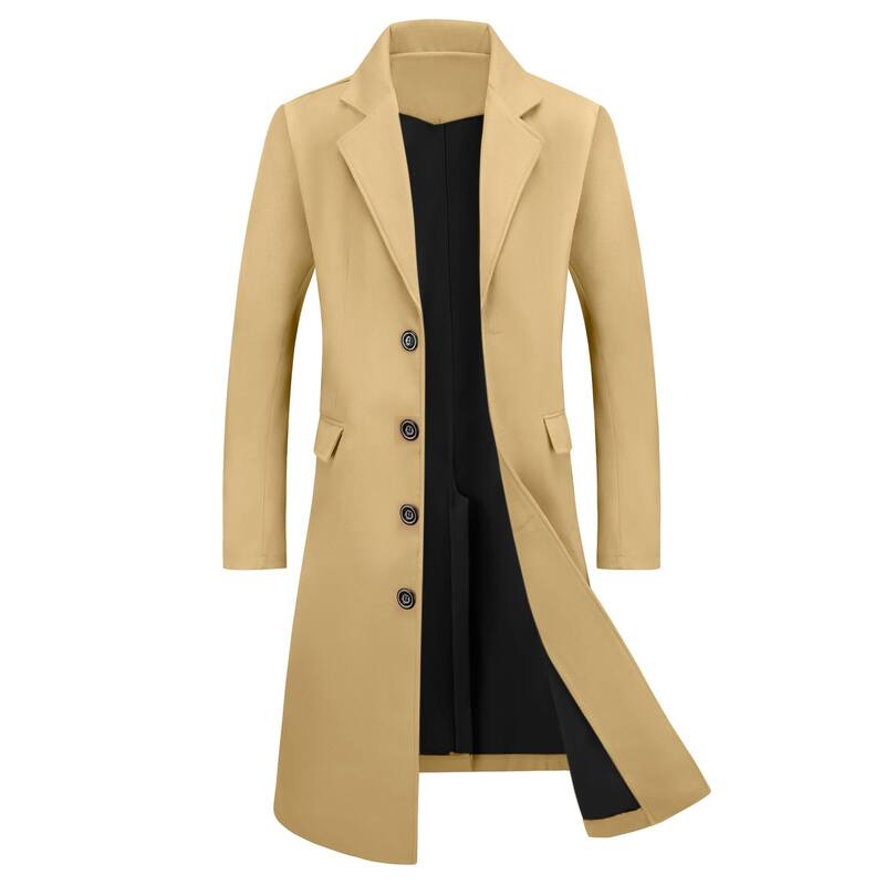 Lars Amadeus メンズ アウター ジャケット・ブルゾン コート Lars Amadeus Men's Overcoat Single Breasted Notched Lapelong Trench Coat Darkhaki カーキ｜ReVida 店