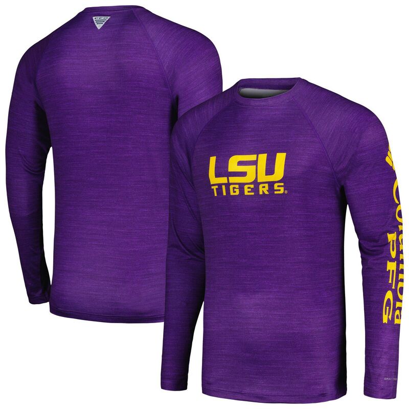 コロンビア メンズ トップス プルオーバー Men\u0027s Columbia Purple LSU Tigers PFG Terminal Tackle Omni-Shade Raglan Long Sleeve T-Shirt Lsu Purple パープル
