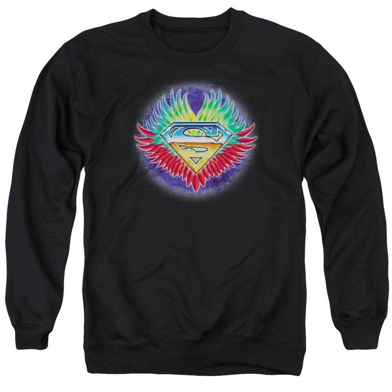 アニメキャラクター メンズ アウター パーカー・スウェット クルーネック シャツ Licensed Character Superman Don't Stop Believing Adult Crewneck Sweatshirt Black ブラック