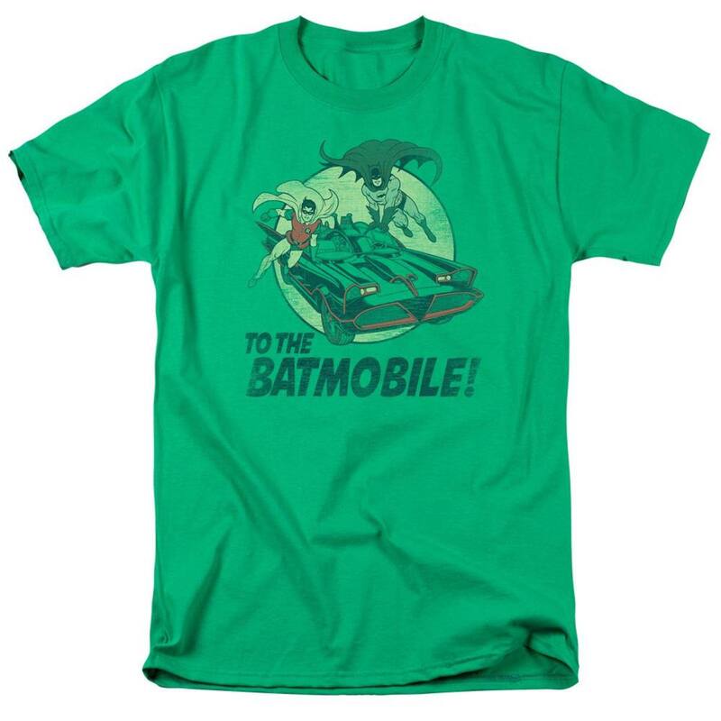 アニメキャラクター メンズ トップス Tシャツ Licensed Character Batman Classic Tv To The Batmobile Short Sleeve Adult-shirt Kelly Green グリーン 8,986円