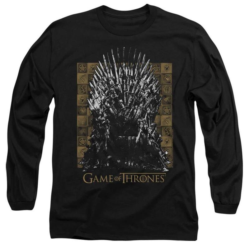 アニメキャラクター メンズ トップス Tシャツ Licensed Character Game Of Thrones Iron Throne Long Sleeve Adult-shirt Black ブラック｜ReVida 店
