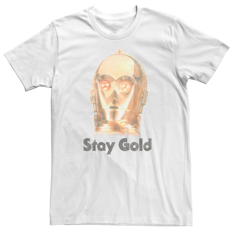 アニメ人となり メンズ トップス ティーシャツ グラフィック Licensed Character Men\u0027star Wars The Rise of Skywalker C-3PO Stay Gold Graphic Tee White 白いこと メンズファッション-Tシャツ・カットソー-トップス
