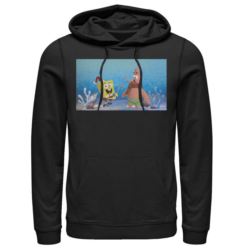 ニコロデオン メンズ アウター パーカー・スウェット パンツ グラフィック Men's Nickelodeon Spongebob Squarepants Patrick Star Christmas Buddies Graphic Hoodie Black ブラック｜ReVida 店