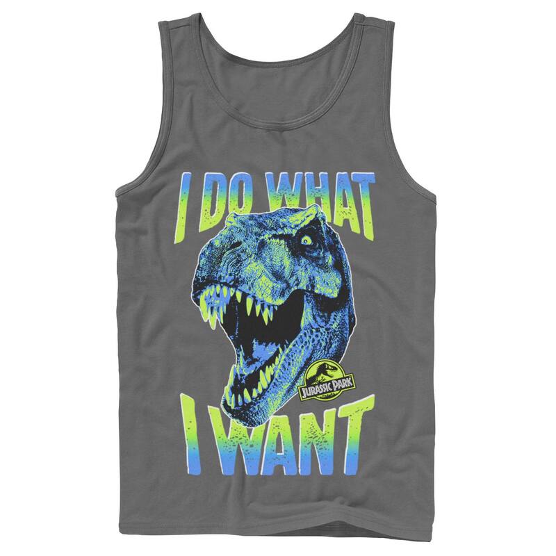 アニメキャラクター メンズ トップス Tシャツ グラフィック Licensed Character Men's Jurassic Park T-Rex I Do What I Want Graphic Tank Top Charcoal チャコール