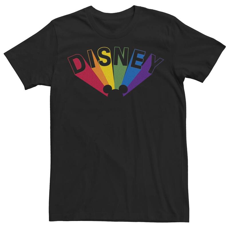 ウォルトディズニー メンズ トップス ティーシャツ Disney\u0027s Mickey Prisma Ears Rainbow Men\u0027s Tee Black 黒いこと トップス-Tシャツ・カットソー-メンズファッション