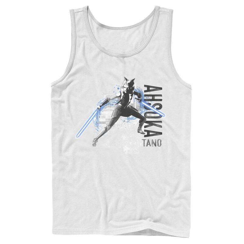 アニメ人となり メンズ トップス ティーシャツ Licensed Character Men\u0027star Wars: The Clone Wars Ahsoka Tano Lightsaber Action Tank Top White 白いこと Tシャツ・カットソー-トップス-メンズファッション