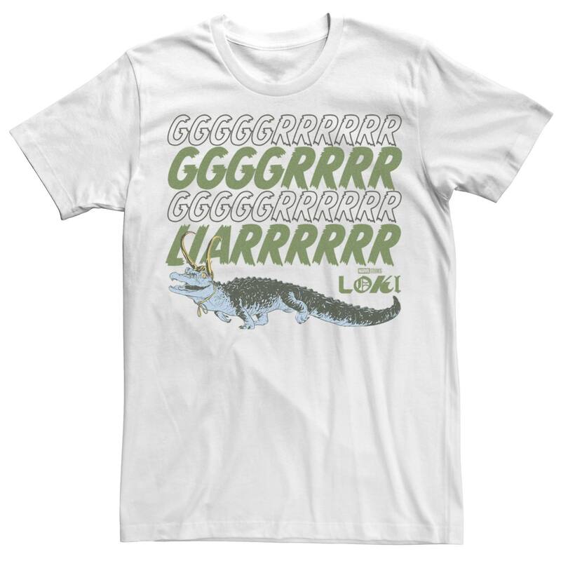 アニメ人となり メンズ トップス ティーシャツ Licensed Character Men\u0027s Marveloki Alligator Loki GRGRGRGRLIAR Portraitee White 白いこと Tシャツ・カットソー-メンズファッション