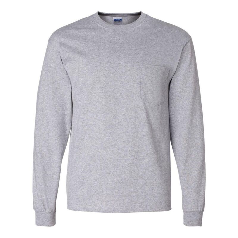 ギルダン メンズ トップス Tシャツ コットン Gildan Ultra Cotton Long Sleeve Pocket-Shirt Sport Grey グレー