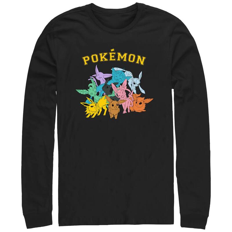 アニメキャラクター メンズ トップス Tシャツ グラフィック Licensed Character Men's Pokemon Eeveelutions Group Graphic Tee Black ブラック