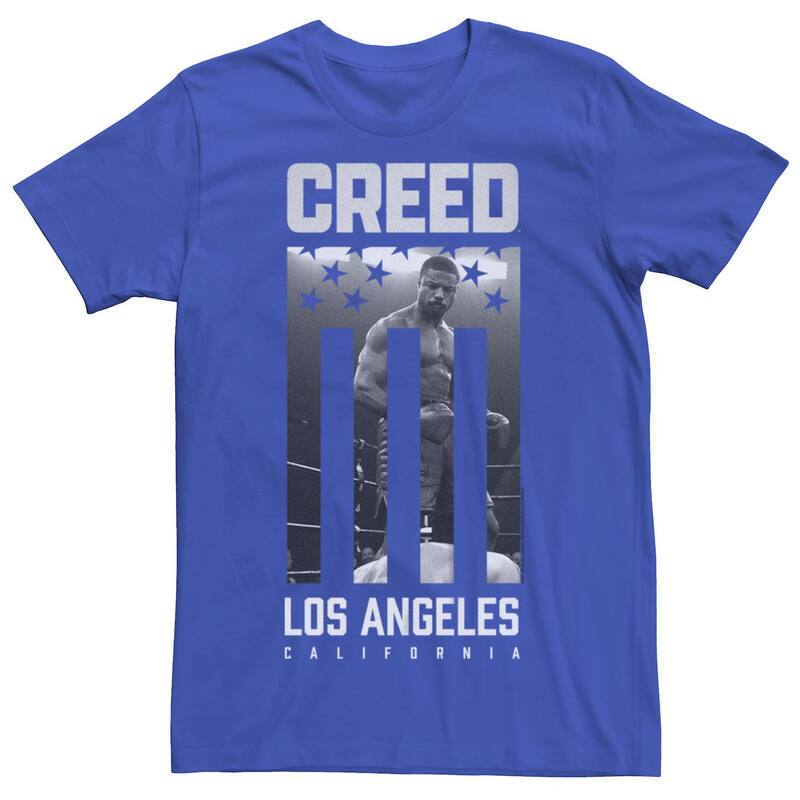 アニメキャラクター メンズ トップス Tシャツ グラフィック Licensed Character Men's Creed USA Flag Style Adonis Photo Graphic Tee Royal