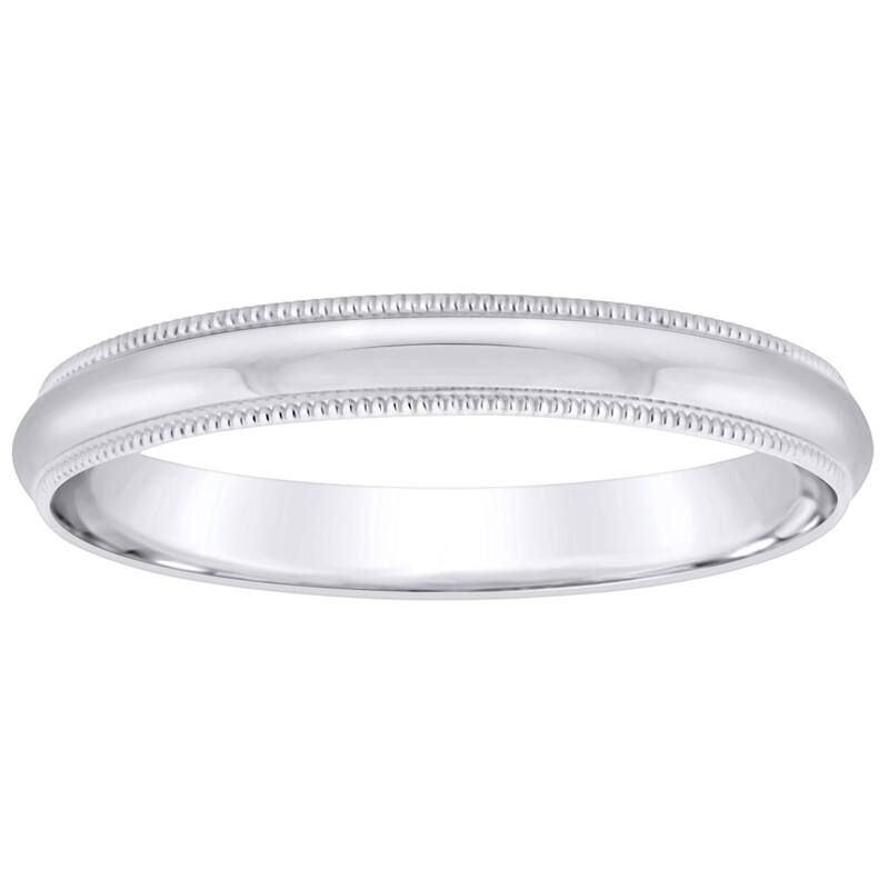 Alyson Layne メンズ アクセサリー リング Alyson Layne Men's 10k Gold Milgrain Wedding Band 10k White Gold ホワイト｜ReVida 店