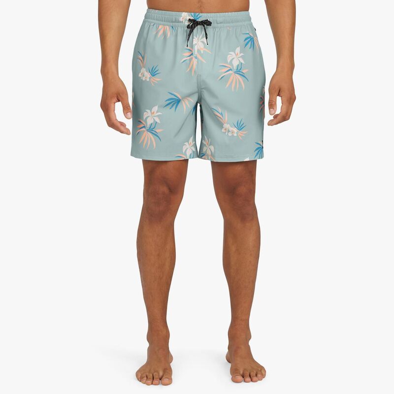 クイックシルバー メンズ 水着 ハーフパンツ・ショーツ フラワー柄 フラワー Men's Quiksilver 6.5" Floral Swim Trunks Jade Grey グレー｜ReVida 店
