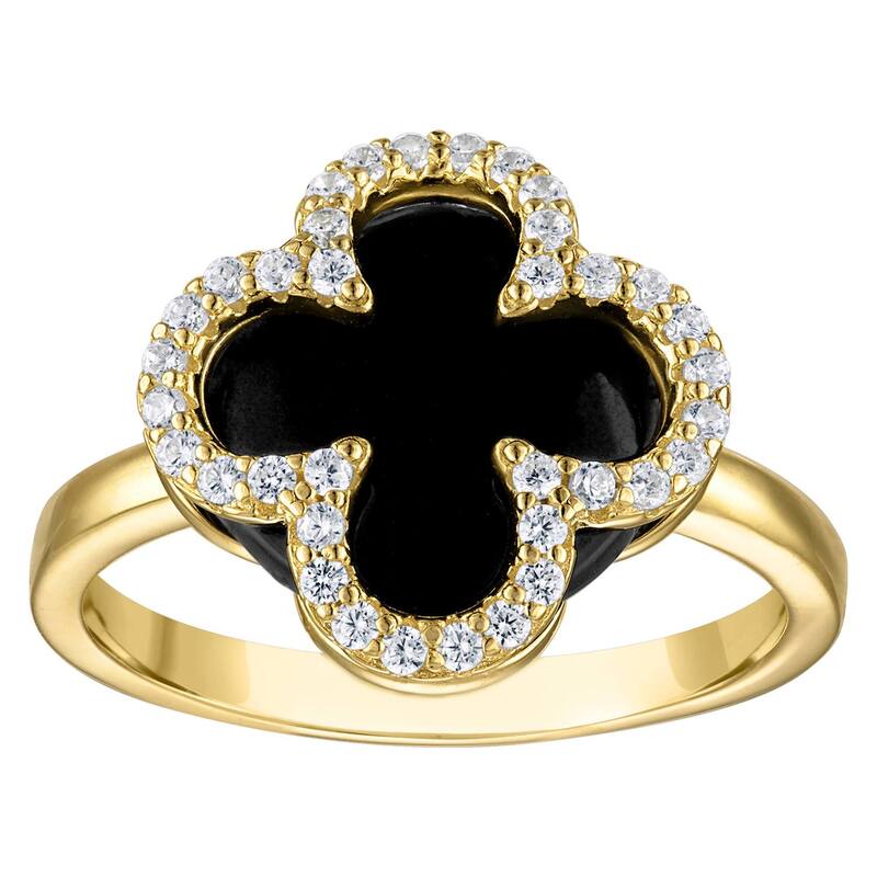 Designs by Gioelli レディース アクセサリー リング Designs by Gioelli Gold Over Silver Gemstone Clovering Onyx ゴールド