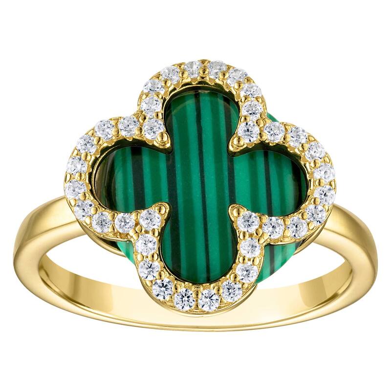 Designs by Gioelli レディース アクセサリー リング Designs by Gioelli Gold Over Silver Gemstone Clovering Synthetic Malachite ゴールド