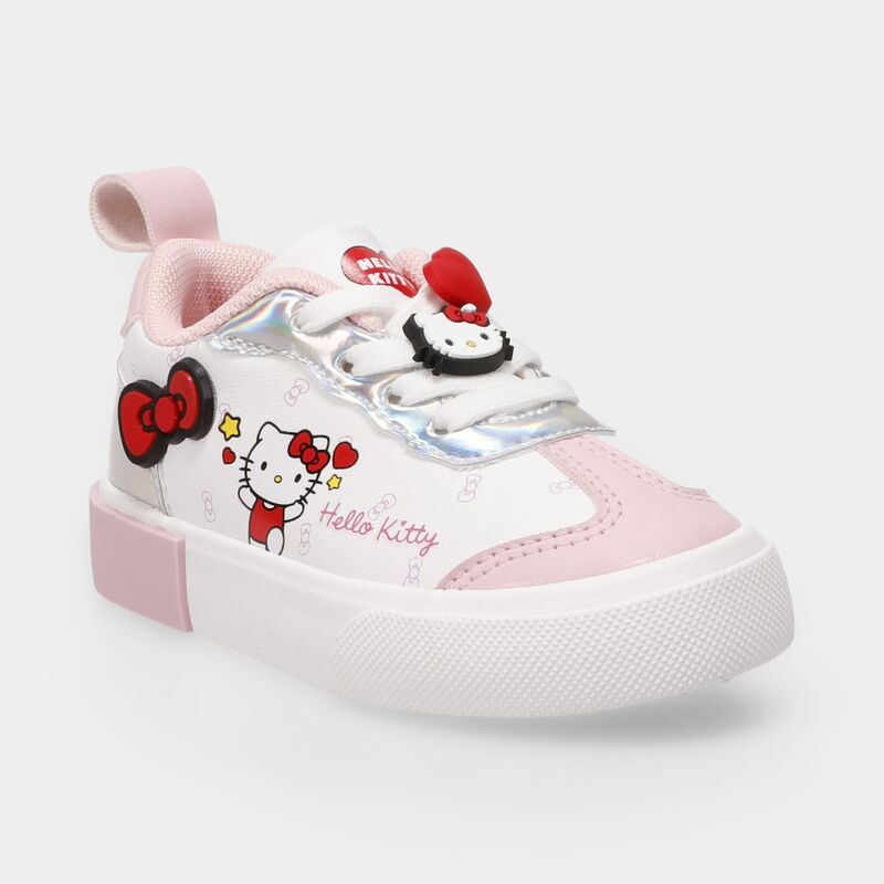 アニメキャラクター レディース シューズ スニーカー Licensed Character Hello Kitty Court Sneaker Toddler Girlslip-On Casual Sneakers White Pink ホワイト