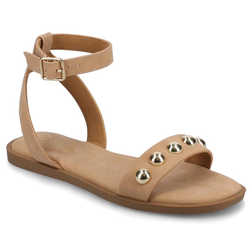 ジャーニー レディース シューズ サンダル アンクル Journee Women's Primrose Ankle Strap Flat Sandals Tanubuck タン|ReVida 店