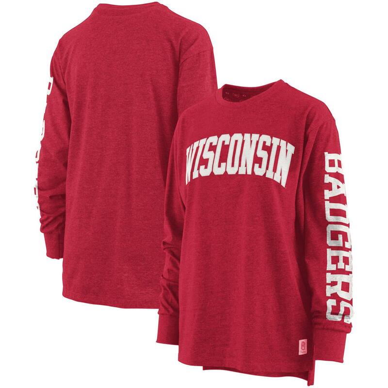 アンブランデッド レディース トップス プルオーバー Unbranded Women\u0027s Pressbox Heathered Wisconsin Badgers Two-Hit Canyon Long Sleeve T-Shirt Wis Red 赤いこと