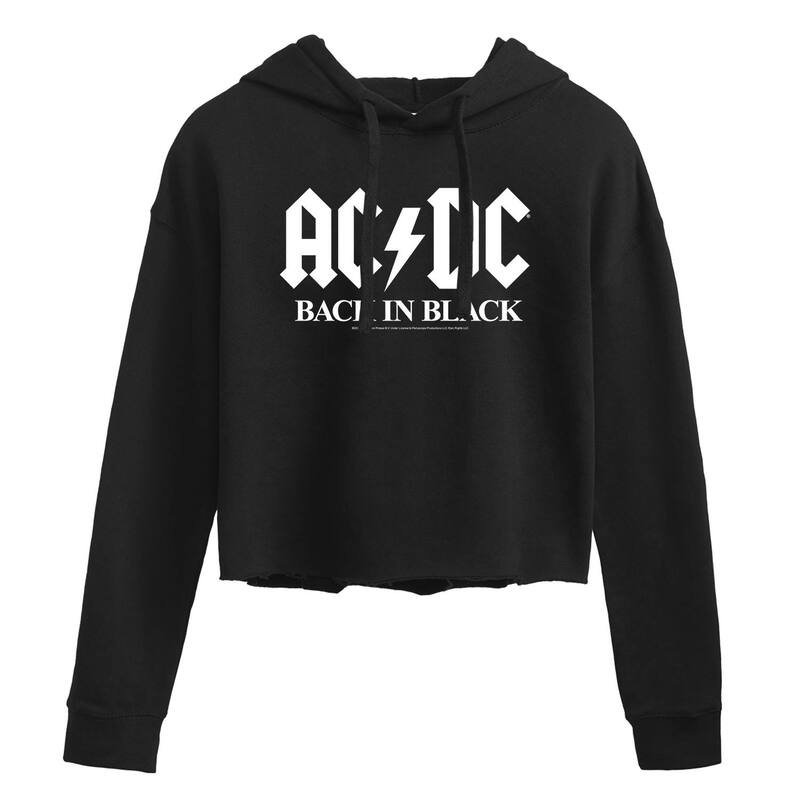 アニメキャラクター レディース アウター パーカー・スウェット クロップド グラフィック Licensed Character Juniors' AC/DC "Back" Cropped Graphic Hoodie Black ブラック