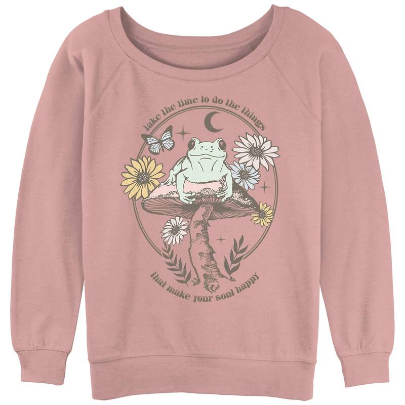 アニメキャラクター レディース トップス Tシャツ グラフィック Licensed Character Juniors' Take The Time To Do The Things That Make Your Soul Happy Graphic Pullover Desert Pink ピンク