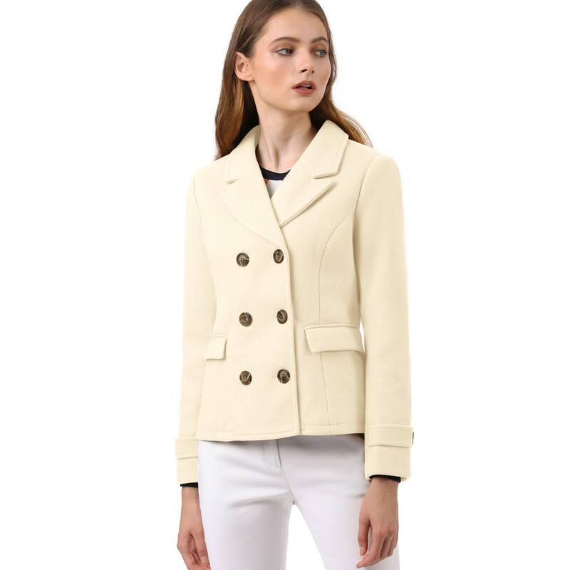 アレグラ ケー レディース アウター ジャケット・ブルゾン コート ALLEGRA K Women's Winter Worsted Notched Lapel Double Breasted Overcoat Beige ベージュ｜ReVida 店