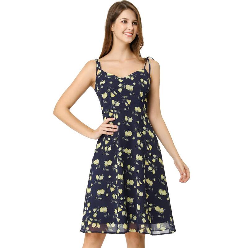 アレグラ ケー レディース トップス ワンピース フラワー柄 ノースリーブ フラワー ALLEGRA K Women'spaghetti Strap Dressleeveless Floral Sundress Blue ブルー