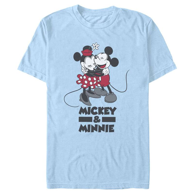 ウォルトディズニー メンズ トップス ティーシャツ グラフィック Disney\u0027s Mickey Mouse And Minnie Happy Hug Men\u0027s Graphic Tee Light Blue 青色 トップス-メンズファッション-Tシャツ・カットソー