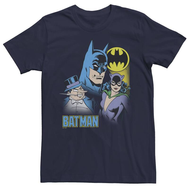 アニメキャラクター メンズ トップス Tシャツ ヴィンテージ グラフィック Licensed Character Men's Batman Vintage Villains Graphic Tee Navy ネイビー
