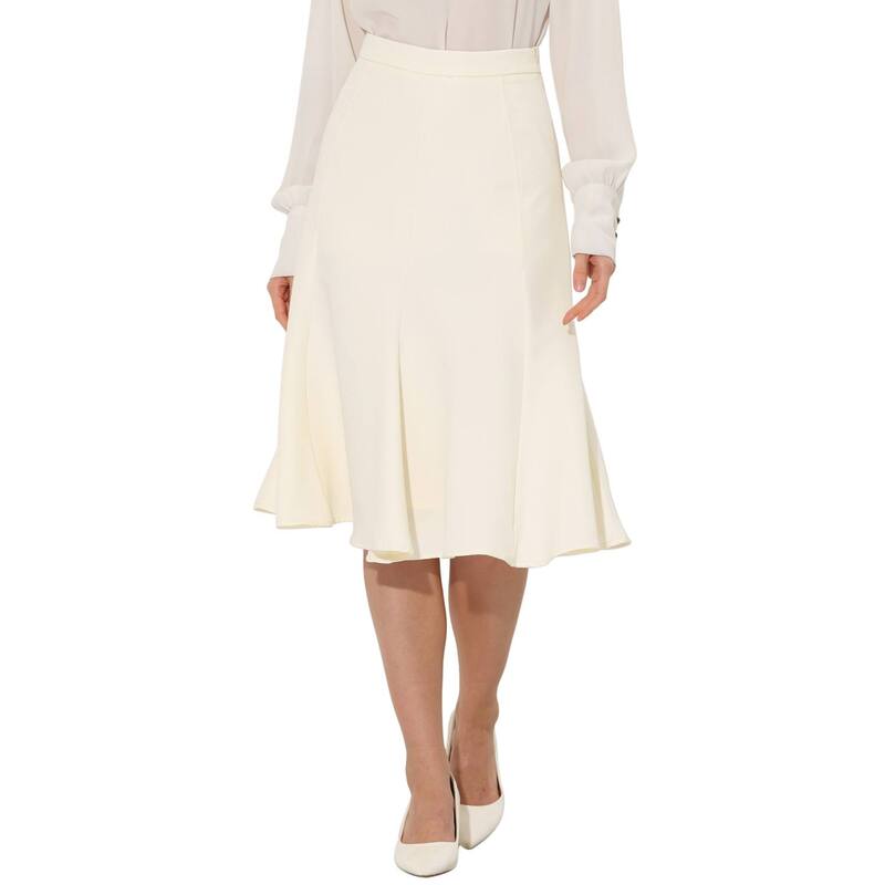 アレグラ ケー レディース ボトムスカート A ライン ハイウエスト ミディ ALLEGRA K Flared a Line Midi Skirt for Women Side Zipper High Waist Elegant Skirts Beige ベージュ|ReVida 店