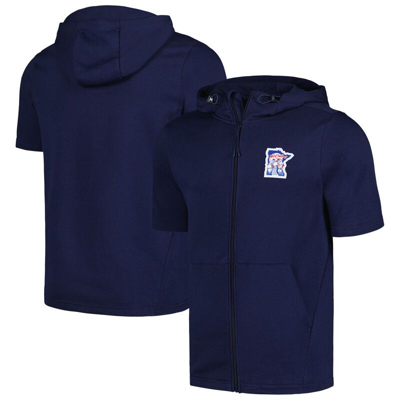レベルウェア メンズ アウター パーカー・スウェット Men's Levelwear Navy Minnesota Twins Recruit Short Sleeve Full-Zip Hoodie Twnavy ネイビー