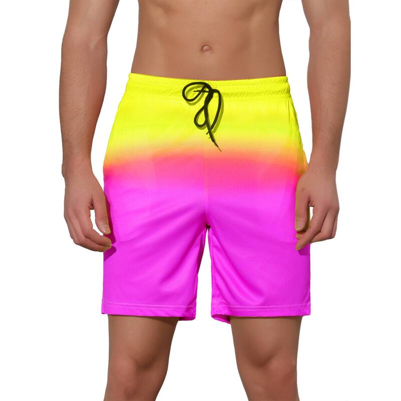 Lars Amadeus メンズ 水泳着 二分の一ズボン下・さる股引き 遊撃手ズボン下 Lars Amadeus Men\u0027s Color Block Drawstring Beach Board Swim Surfing Shorts Yellow 黄色