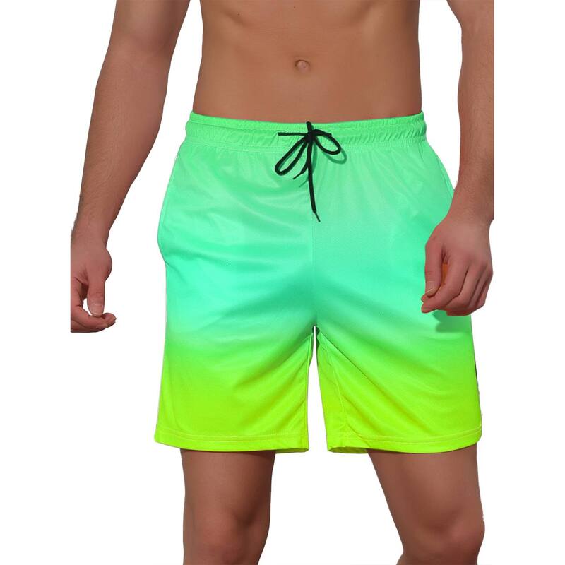 Lars Amadeus メンズ 水着 ハーフパンツ・ショーツ ドローコードウエスト ショートパンツ コントラスト Lars Amadeus Men's Contrast Color Drawstring Waist Beach Swimwear Shorts Green グリーン｜ReVida 店