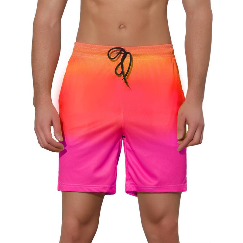 Lars Amadeus メンズ 水着 ハーフパンツ・ショーツ ドローコードウエスト ショートパンツ コントラスト Lars Amadeus Men's Contrast Color Drawstring Waist Beach Swimwear Shorts Orange オレンジ