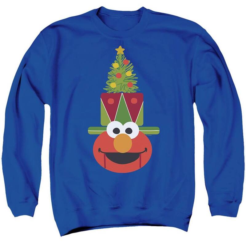 アニメキャラクター メンズ アウター パーカー・スウェット クルーネック シャツ Licensed Character Sesame Street Christmas Nutcracker Elmo Adult Crewneck Sweatshirt Royal Blue ブルー