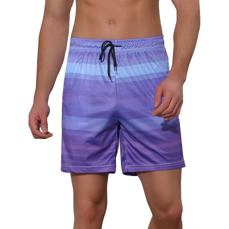 Lars Amadeus メンズ 水着 ハーフパンツ・ショーツ ドローコードウエスト ショートパンツ Lars Amadeus Men's Drawstring Waist Colorful Pattern Hawaiian Swim Board Shorts Purple パープル｜ReVida 店