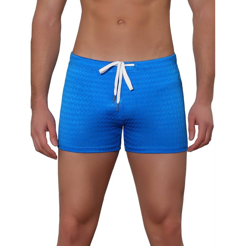 Lars Amadeus メンズ 水泳着 二分の一ズボン下・さる股引き ドローコードウエスト Lars Amadeus Men\u0027solid Color Drawstring Waist Summer Beach Pool Swim Trunks Blue 青み